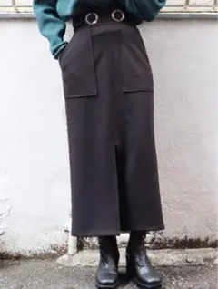 【MURUA】 ダブルバックルハイウエストタイトスカート