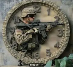 壁掛け時計　クォーツムーブメントレトロ兵士大きさ23cm四方　おしゃれ