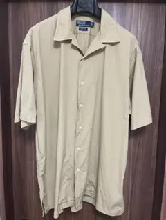 美品 90s ラルフローレン CLAYTON コットン 半袖シャツ ベージュ無地