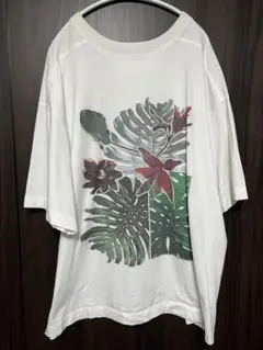 キャバン　絵画ロゴTシャツ　ボタニカル　ホワイト