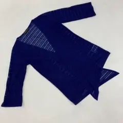m.f.editorial カーディガン 透け感 ボーダー柄 ネイビー Mサイズ