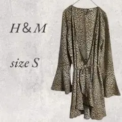 美品/H＆M/カーディガン/36/S/ヒョウ柄/フレア/薄手/羽織No.1934