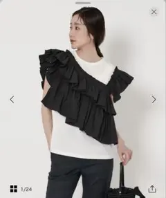 【完売品】プリーツフリル コンビ カットソー