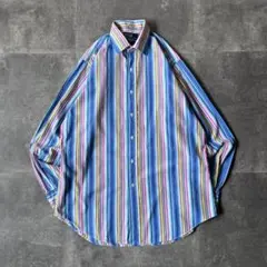 90s ポロラルフローレン ストライプシャツ L マルチカラー A317