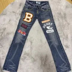 VINTAGE　【BEAST】　デニムパンツ　『XS』　ジーンズ　ビッグ刺繍　綿