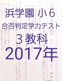 浜学園 小6 2017年版 合否判定学力テスト 中学受験 難関 最難関