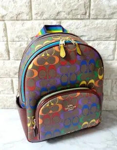 新品未使用☆COACH レインボーマルチ シグネチャー バックパック