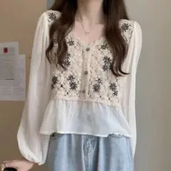 花柄刺繍シアートップス / cocomomo楽天市場