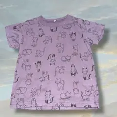 2048　西松屋　猫プリント　紫色　Tシャツ 　キッズ　【110cm】