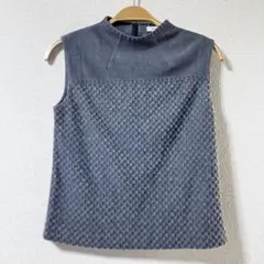 pierre cardin グレー ノースリーブ ハイネック トップス