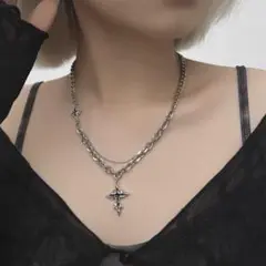 十字架 ダブルクロス 2連ネックレス ユニセックス 【数量限定】 シルバー