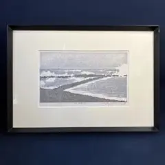 木版画　佐合敦「冬　日和浜」