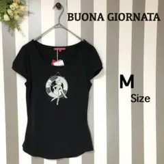 【タグ付き！！】『ボナジョルナータ』（M）＊デザインTシャツ＊ブラック＊