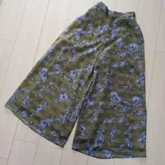 KBF+ ガウチョ　ワイドパンツ　チェック　花柄　ケービーエフ