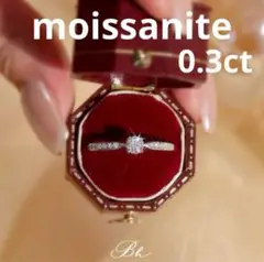 モアサナイト約0.3ct ダイヤ パヴェ 4爪 小粒シンプル デザイン リング