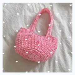 PPテープ かごバック レッド×ホワイト ＊ 夏 ＊ バカンス