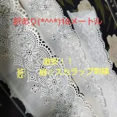 訳あり！激安セール❗長さ色々☆10メートル☆綿☆刺繍日本製レース生地☆