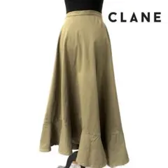 CLANE クラネ アシンメトリー ヘムスカート カーキ ミニタリー