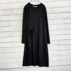 【ファルセット】長袖 ワンピース 無地 ブラック ストレッチ Mサイズ シンプル