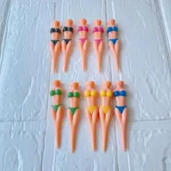 10個入り ゴルフティー ショートティー ビキニ ゴルフ ピン 5色