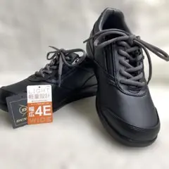 【新品】DUNLOP 軽量設計 4Eワイドスニーカー　ブラック×グレー23cm