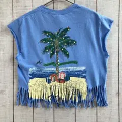 ギルダン　リメイク古着　フリンジ　ショート丈　カットオフ　Tシャツ　アメカジ