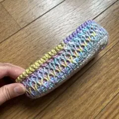 夏休みの作品にも♪かぎ針編み　ハニカムステッチ　小物入れ　#ゆくれあ作品