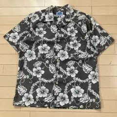 7.5 RELATION アロハシャツ グレー ハイビスカス M