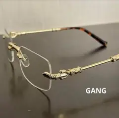 リムレスメガネ 伊達眼鏡 ゴールド装飾 ストリート系ファッション 韓国