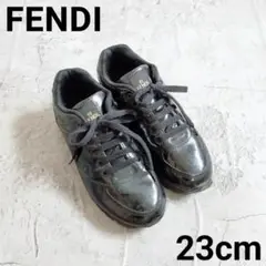 FENDI スニーカー 23㎝ ブラック エナメル 靴紐