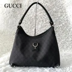 GUCCI グッチ ショルダーバッグ デニム GG柄 アビー レザー ブラック
