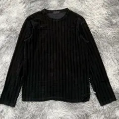 美品✨【コムサデモード】 黒 ストライプ 長袖カットソー 綿混