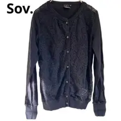 【Sov.】ソブ　レース　カーディガン　黒　レディース　大人　刺繍