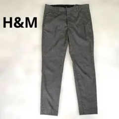 H&M グレー チェック スラックス　スキニーフィット