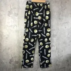 Y5600古着　柄パンツ　パジャマパンツ　黒　キッズ　90s Y2K