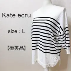 【極美品】Kate ecru ケイトエクリュ ボーダーカットソー Vネック リブ