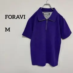 FORAVI 紫色 メンズ半袖ジップポロシャツ シンプル ゴルフ等c063②