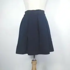 3032新品定価9800円【rous】フレアスカート 紺 ひざ丈 M 紺 春夏