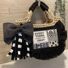 No555 ハンドメイドバッグ デニムリメイクバッグ リメイクデニム カゴバッグ