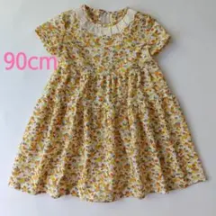 ハンドメイド　ワンピース　90cm　イエロー