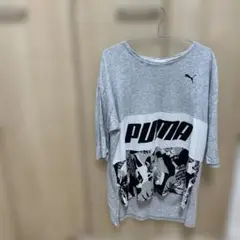 PUMA グレー 五分袖Tシャツ【L】