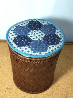 ヴィンテージ　天然素材　ラタン　竹　ダストボックス　屑入れ　ゴミ箱　鉢カバー