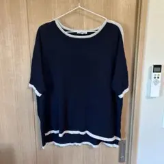 EMMAJAMES サマーニット　半袖 LL ネイビー　サラサラ