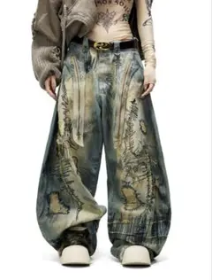 PERSONSOUL PatcheEmbroidery Jeans ジーンズ