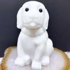 【天然石】アラバスター 犬の置物