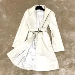 BALMAIN ラムレザージャケット ロングジャケット アイボリー ベルト