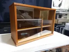 1970s　ガラス扉　ウッド　ディスプレイ　ショーケース　木製　ウォール　ラック