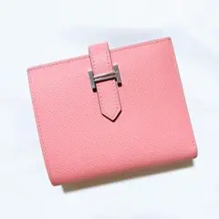 送料無料 極美品 エルメス ベアンコンパクト ヴォーエプソン 折り財布 M006
