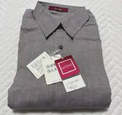 LeCENT グレー レセント　長袖シャツ M 麻　綿　メンズ
