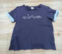 ㉒恐竜刺繍 紫色 Tシャツ　プティマイン　90cm